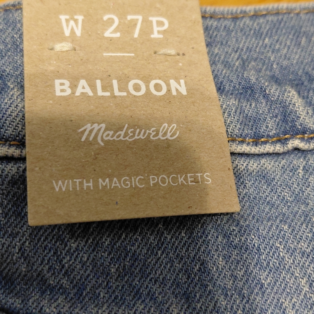 NWT Madewell Balloon Jeans 27P Petite High Rise Magic Pockets Light Wash - Picture 5 of 11